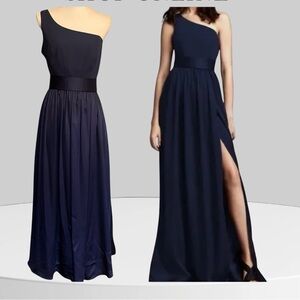 Vera Wang Elegant One-Shoulder Navy  Bridesmaid Dress